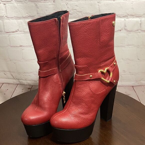 37 (7) MOSCHINO Love MOSCHINO Leather Platform boots EUC - Picture 12 of 12